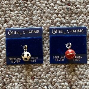 Cellini Charms Sterling Silver 925 Basketball Soccer Set of 2